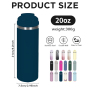 Custom 20oz Straw Lid Stainless Steel Vacuum Insulated Water Bottle Iced Coffee Tumbler Cup with Handle and Straw
