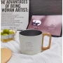 400ml Custom logo Printing 304 Stainless Steel Vacuum Office Coffee Mug Gift Cup with Wooden Handle Tumbler Insulated