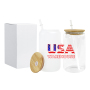 US Warehouse RTS 16oz Clear Single Wall Glass Tumbler Sublimation Blanks Mugs with Bamboo Lid Plastic Straw 50pcs/ctn Drinkware