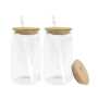 US Warehouse RTS 16oz Clear Single Wall Glass Tumbler Sublimation Blanks Mugs with Bamboo Lid Plastic Straw 50pcs/ctn Drinkware