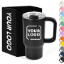 Custom Logo 18oz Stainless Steel Tumbler 540ml Powder Coated Laser Vacuum Insulated Water Bottle Car Travel Mug with Lid Handle