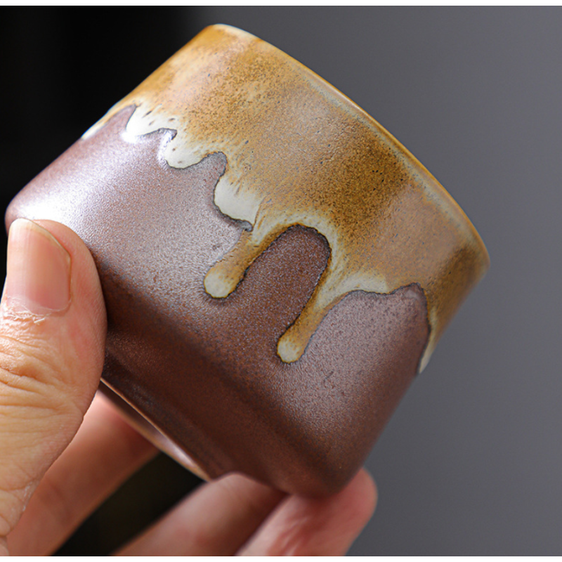200ml Coffee Cup Japanese Retro Tea Cup Master Coarse Pottery Kiln Variable Glaze Ceramic Mug