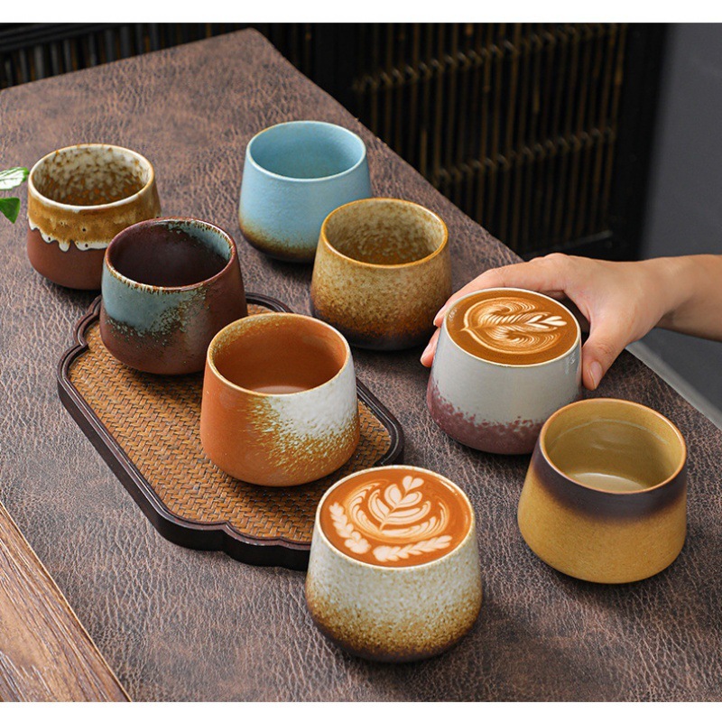 200ml Coffee Cup Japanese Retro Tea Cup Master Coarse Pottery Kiln Variable Glaze Ceramic Mug