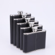 8oz Black leather hip flask