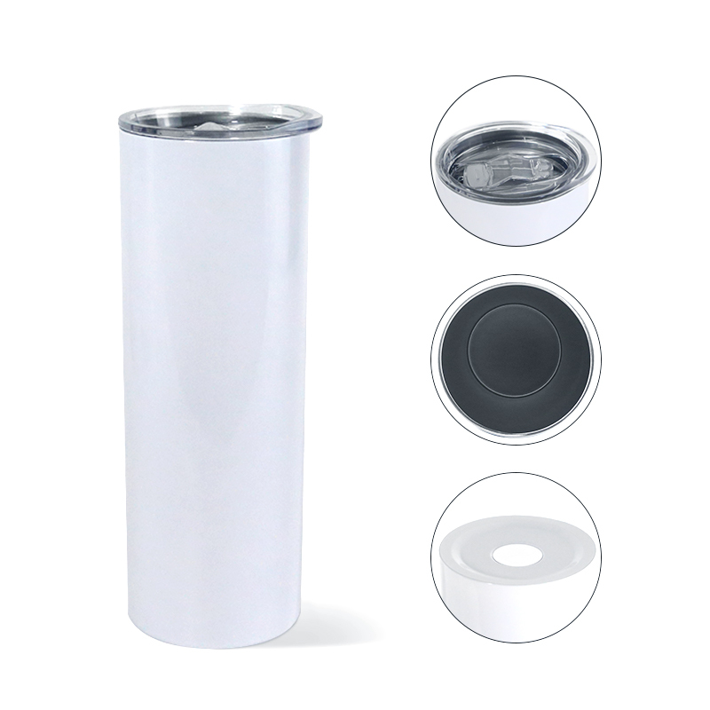 USA Stocked Sublimation Blanks Stainless Steel Vacuum Water Botter Flat Edge 20oz Skinny Sublimation Tumbler With Lid 25PCS/CTN