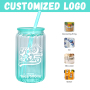 Jelly Ombre Mug Vertical Stripe16oz Sublimation Gradient Color Straw Streak Inner Single Wall Glass Can with PP Lid