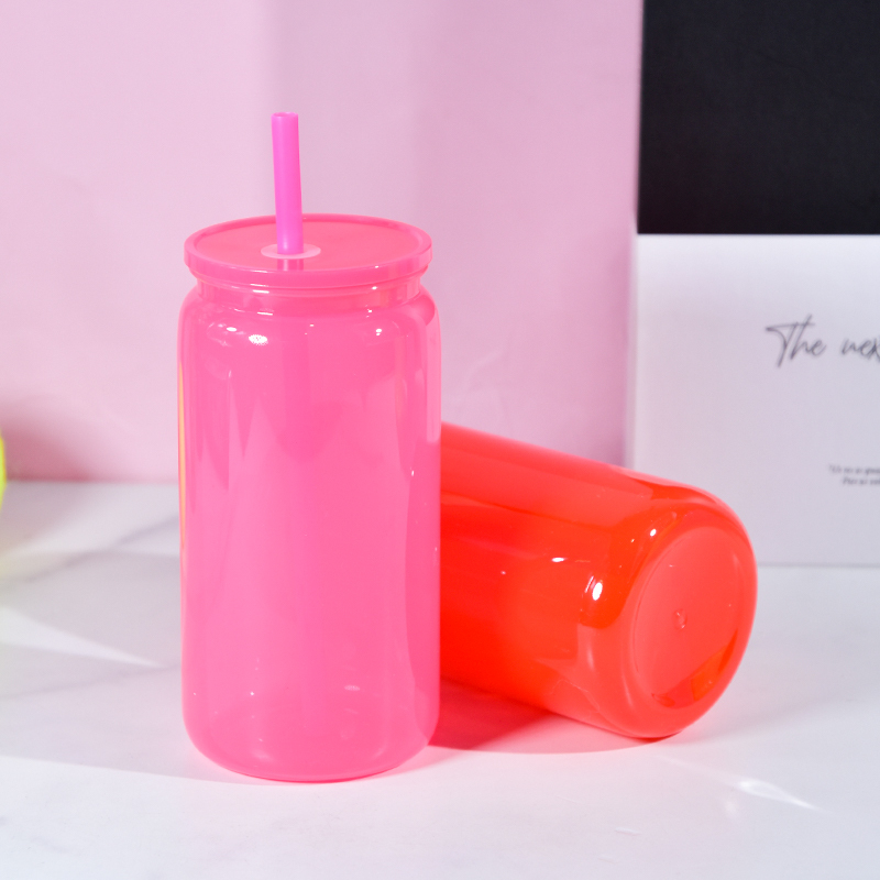 Plastic Cups with Lids and Colored Straw 16oz Colored Single Wall Drinking Cups Plastic Tumblers with Straws