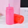 Plastic Cups with Lids and Colored Straw 16oz Colored Single Wall Drinking Cups Plastic Tumblers with Straws