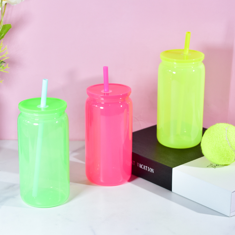 Plastic Cups with Lids and Colored Straw 16oz Colored Single Wall Drinking Cups Plastic Tumblers with Straws