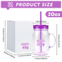 Pre-drilled Plastic Mason Jars with Handles, Lids and Straws 20 oz Double Insulated Tumbler with Straw Wide Mouth Mason Jar Mugs