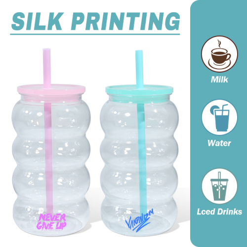 USA RTS Plastic 16oz Single Wall Colorful Clear Travel Mug Cup Plastic Lid Car Tumbler with Lids and Straw 12pcs/Pack