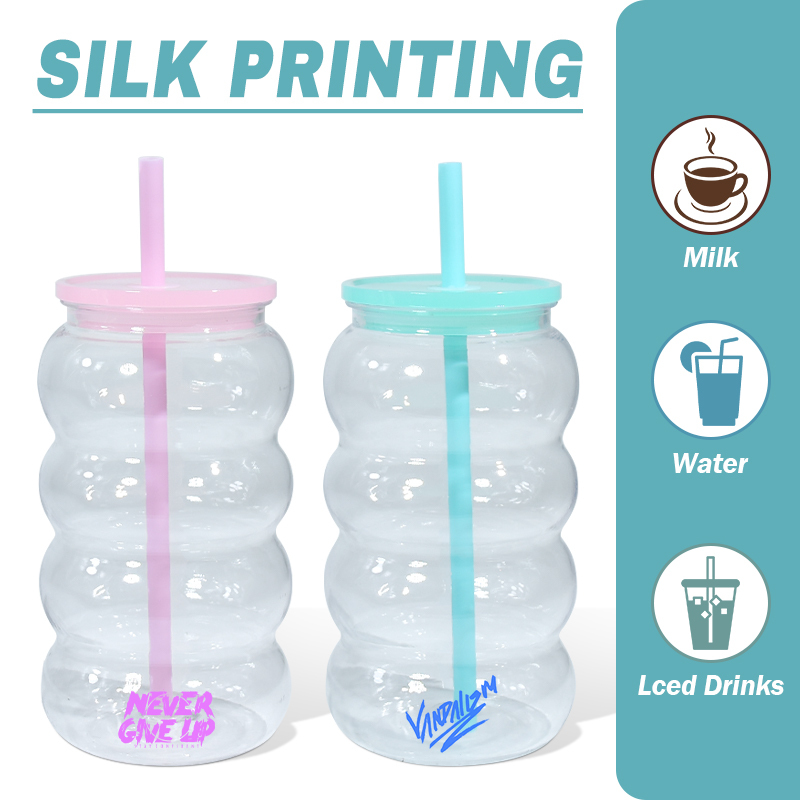 USA RTS Plastic 16oz Single Wall Colorful Clear Travel Mug Cup Plastic Lid Car Tumbler with Lids and Straw 12pcs/Pack