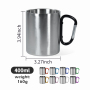 200ml 400ml Outdoor Camping Travel Portable Stainless Steel Coffee Cup Double Walled Carabiner Mug with Handle
