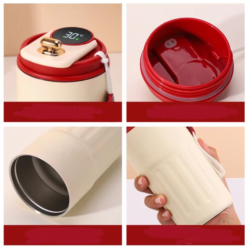 15oz Stainless Steel Coffee Mug Vacuum Insulated Tumbler with Temperature Display Coffee Outdoor Camping Mug with Leak-Proof Lid