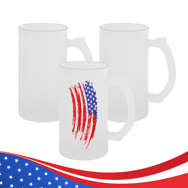 RTS USA Warehouse 24pcs/ctn Frosted Beer Mug Sublimation 16oz Frosted Beer Mug Glass Frosted 16oz Beer Mug
