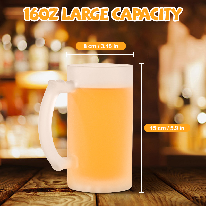 RTS USA Warehouse 24pcs/ctn Frosted Beer Mug Sublimation 16oz Frosted Beer Mug Glass Frosted 16oz Beer Mug