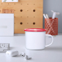 Ready to Ship 12oz Thickened Enamel Mugs Sublimation Blanks Coffee Mug With Different Colored Cup Rim for Heat Press Printing