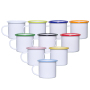 Ready to Ship 12oz Thickened Enamel Mugs Sublimation Blanks Coffee Mug With Different Colored Cup Rim for Heat Press Printing