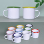 Ready to Ship 12oz Thickened Enamel Mugs Sublimation Blanks Coffee Mug With Different Colored Cup Rim for Heat Press Printing