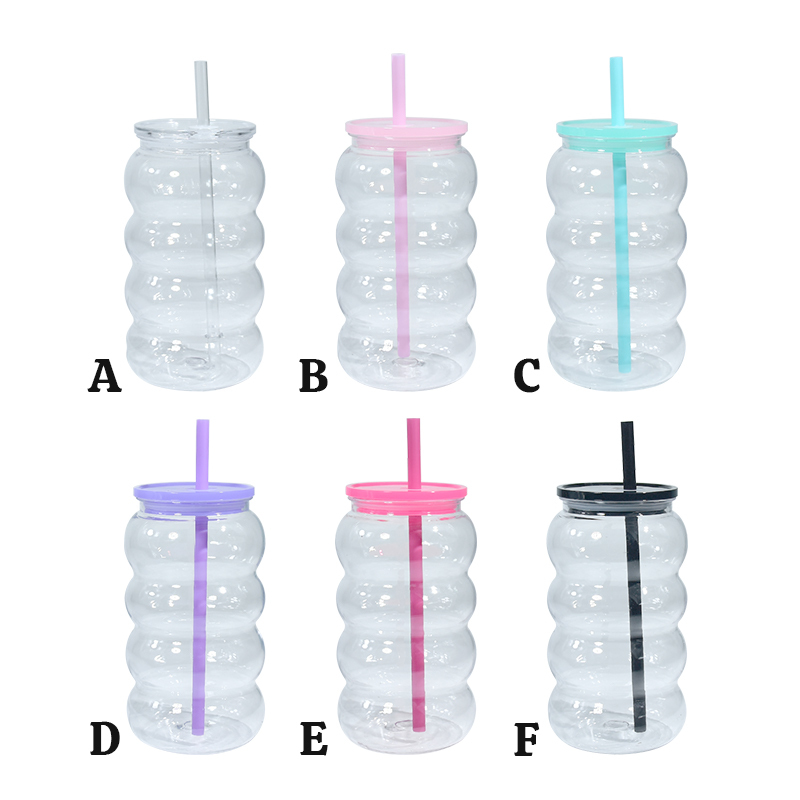 New Arrived Plastic 16oz Single Wall Colorful Clear Travel Mug Cup Plastic Lid Car Tumbler with Handle and Straw