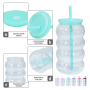 New Arrived Plastic 16oz Single Wall Colorful Clear Travel Mug Cup Plastic Lid Car Tumbler with Handle and Straw