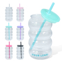 New Arrived Plastic 16oz Single Wall Colorful Clear Travel Mug Cup Plastic Lid Car Tumbler with Handle and Straw
