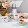 RTS Gift Printing 6oz Sublimation Coffee Mugs Ceramic Blank Cups Set of 4 with Rack for Heat Press DIY Printing