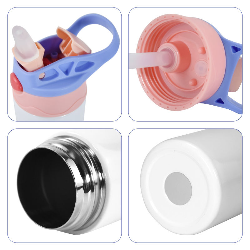 US RTS 25pcs/ctn 20oz Kids Water Bottle Sublimation Blanks Tumblers Stainless Steel Insulated Straight Kids Cup with Flip-up Lid