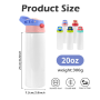US RTS 25pcs/ctn 20oz Kids Water Bottle Sublimation Blanks Tumblers Stainless Steel Insulated Straight Kids Cup with Flip-up Lid