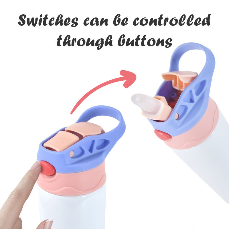 US RTS 25pcs/ctn 20oz Kids Water Bottle Sublimation Blanks Tumblers Stainless Steel Insulated Straight Kids Cup with Flip-up Lid