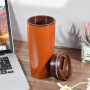Costom Logo 500ml Double Wall Coffee Mug Plastic Inner Stainless Steel SS201 Outside Double Wall Drinking Bottle with Screw Lid