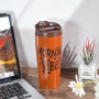 Costom Logo 500ml Double Wall Coffee Mug Plastic Inner Stainless Steel SS201 Outside Double Wall Drinking Bottle with Screw Lid