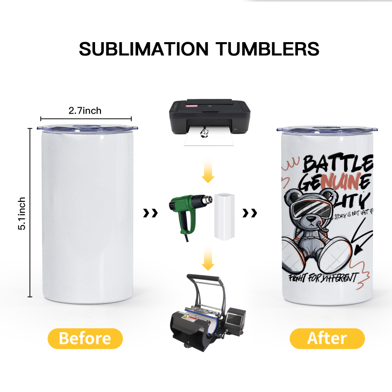 US Warehouse RTS 12oz Sublimation Tumbler Double Wall Stainless Steel Straight Kids Bottle Clear Lid Sippy Cups with Dual Lids