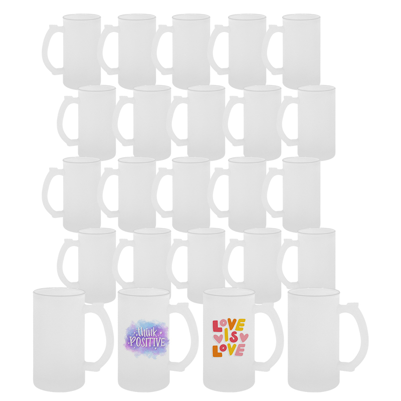 Free Shipping USA Warehouse 24pcs/ctn 16oz Sublimation Frosted Beer Mug with Handle Glass Frosted 16oz Beer Mug