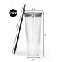 24oz Clear Double Wall Reusable Plastic Snow Globe Acrylic Tumbler Cup With Pre-drilled Hole 24 oz Snow Globe Tumbler