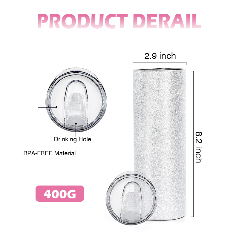 RTS Stocked 20oz Powder Rough Glitter Stainless Steel Blank Sublimation Tumbler