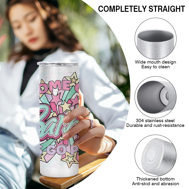 RTS Stocked 20oz Powder Rough Glitter Stainless Steel Blank Sublimation Tumbler