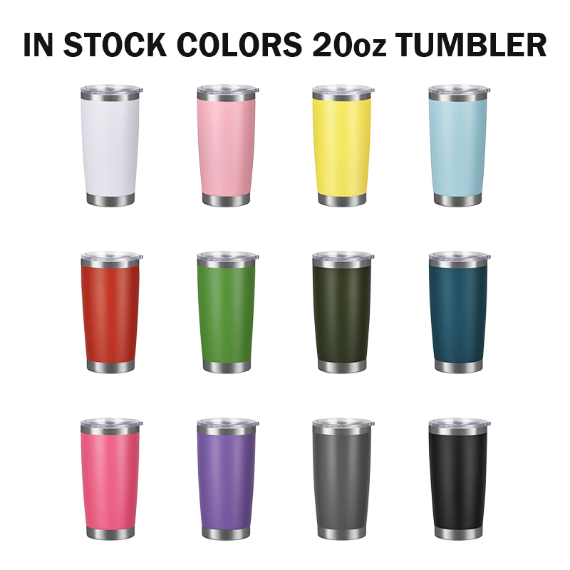 RTS US 20oz Travel Car Tumbler Mix Colors Powder Coated Tumbler Travel Mug Stainless Steel Vacuum Mug Laser Tumbler Insulated