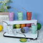 3oz Mini Tumbler Shot Glass With Straw and Lid, Set of 6 Mixed Colors Stainless Steel Mini Shot Glass Tumblers 6pcs/pack