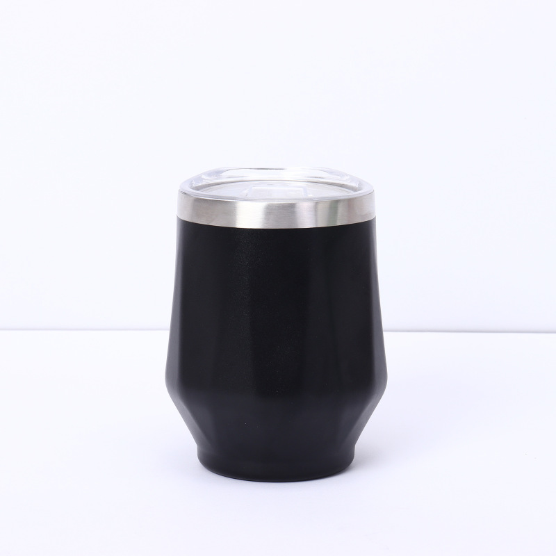 Custom logo 12oz Rhombus Eggshell Wine Tumbler 304 Stainless Steel Thermal Cup U-shaped Cold Beer Cup Mini Coffee Cup