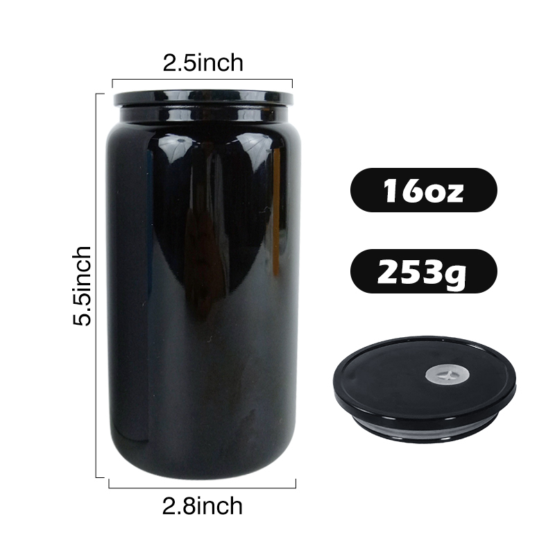 Factory Beer Can Shaped Drinkware 16oz Candy Colored Disposable Sublimation Glass Can Cups with PP Lids
