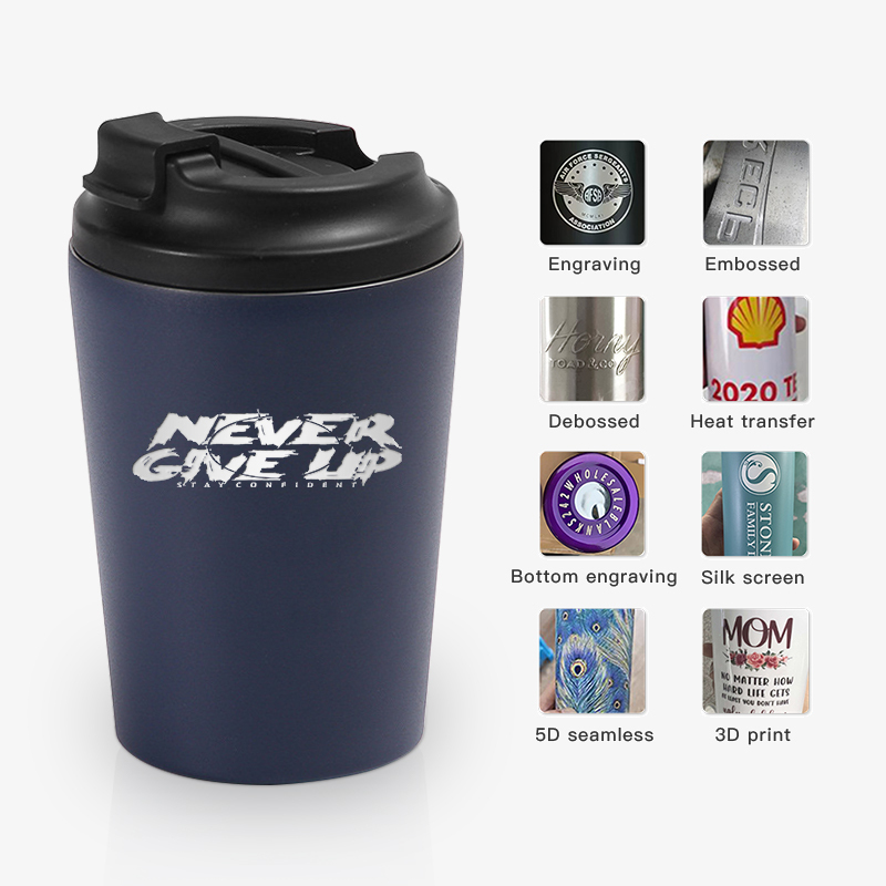 Custom Logo 12oz Portable Thermal Insulated Leak Proof Reusable Coffee Tumbler Stainless Steel Mug for Gifts