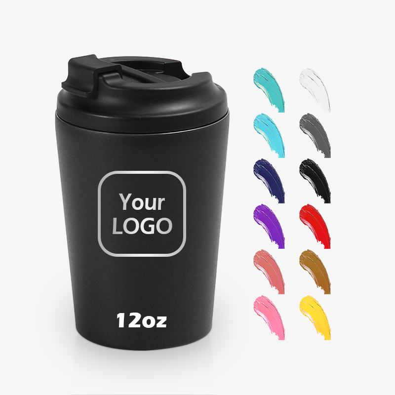 Custom Logo 12oz Portable Thermal Insulated Leak Proof Reusable Coffee Tumbler Stainless Steel Mug for Gifts