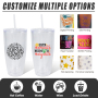 RTS China Warehouse 24oz Double Wall Plastic Cup BPA Free Clear Snow Globe Tumbler Predrilled Hole Mug with Plastic Straw Plug