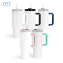 40oz H2.0 Sublimation Blank Double Wall Insulated Stainless Steel Tumbler with Handle and Straw