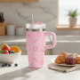 14 oz Tumbler with Handle and Straw Kids Stainless Steel Double Layer Insulated Mug Reusable Stainless Steel Water Bottle