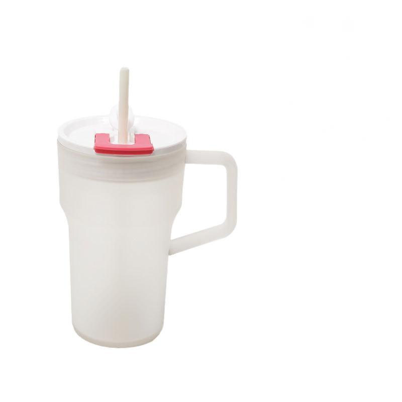 Custom logo 680ml 24oz Frosted Plastic AS Tumbler with Handle and 2 in 1 Drinking Colored Plastic Lid