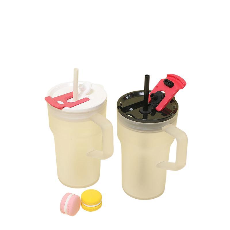 Custom logo 680ml 24oz Frosted Plastic AS Tumbler with Handle and 2 in 1 Drinking Colored Plastic Lid