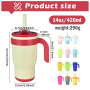 Stand Tumblers School Bottle 14 oz Tumbler with Side Handle, Insulated Water Bottle with Straw and 2 in 1 Lid