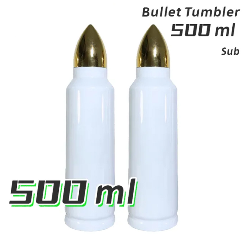 RTS US 25PCS/CTN 500ml Sublimation Blanks Bullet Tumbler With Gold Lid 500ml Stainless Steel Vacuum Insulated